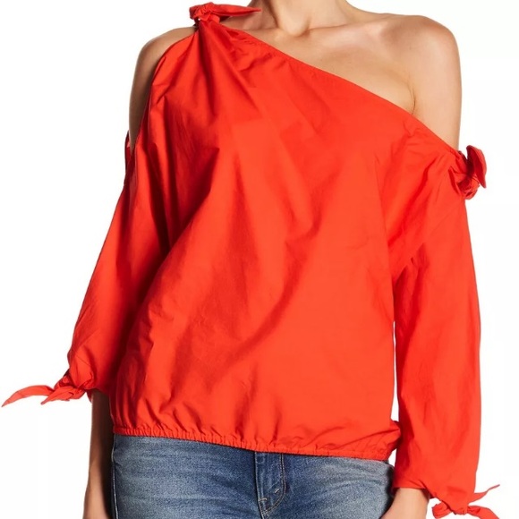 Joie Tops - 🔥NWT JOIE Colissa One Shoulder Tie Blouse Salsa S